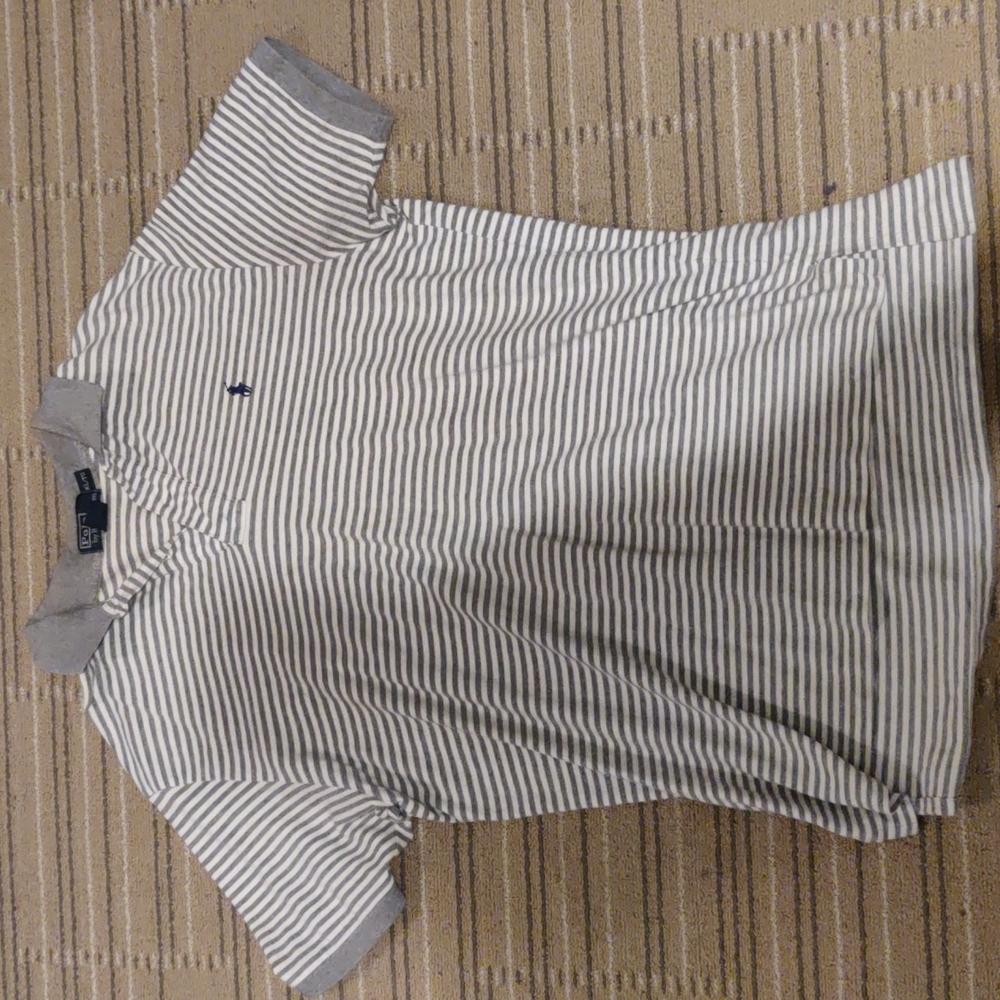 xl gray and white striped polo Ralph Lauren shirt